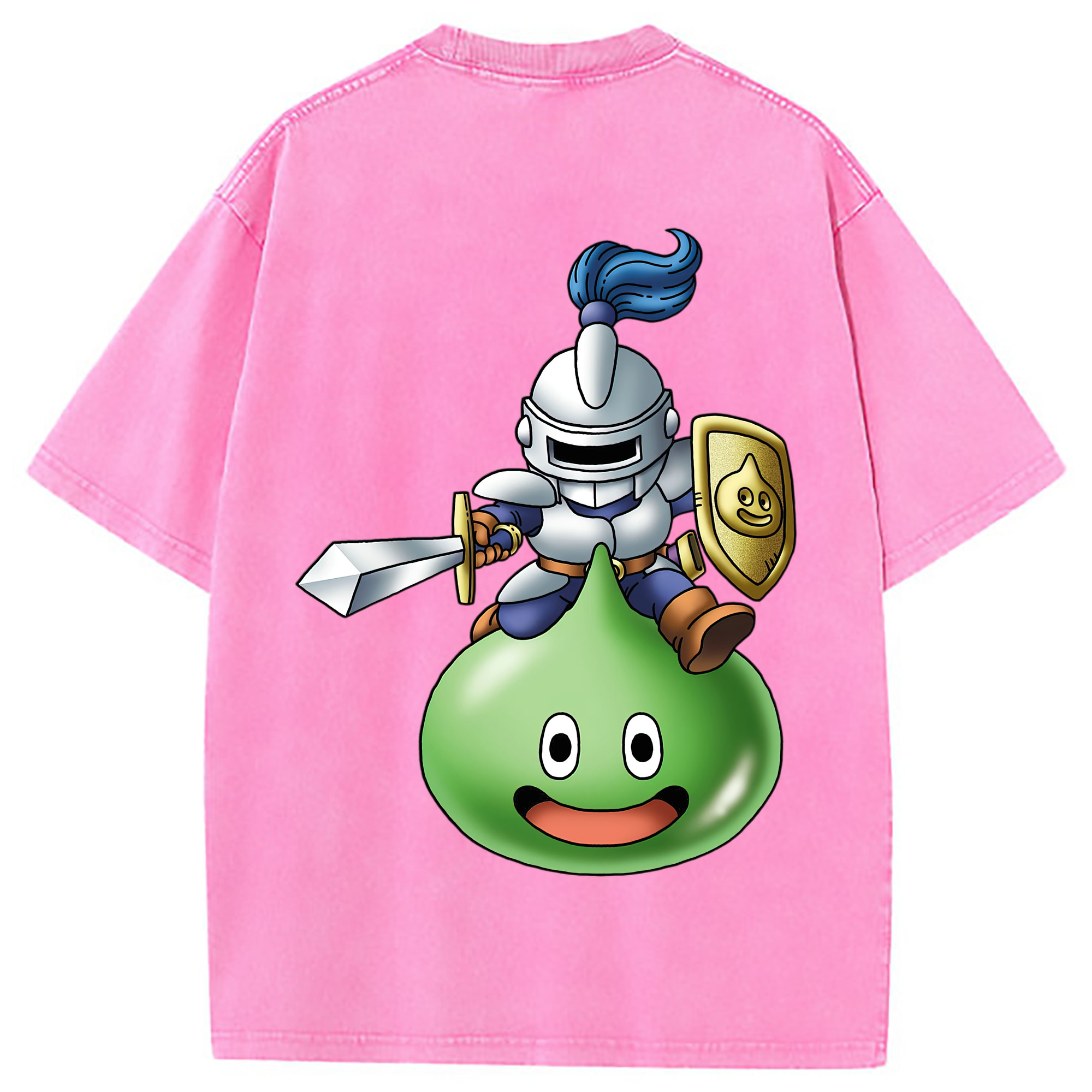 （画像用） ドラゴンクエスト Doragon Kuesuto Dragon Quest 綿100% ヴィンテージ風 半袖Tシャツ（背面プリント）